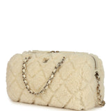 Chanel Mini Timeless Classic Barrel Bag with Chain Beige Shearling Light Gold Hardware