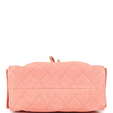 Chanel Mini 25 Hobo Bag Pink Suede Antique Gold Hardware