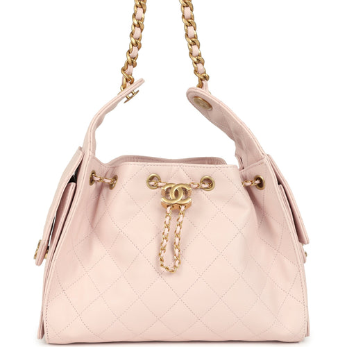 Chanel Small 25 Hobo Bag Light Pink Caviar Antique Gold Hardware