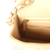 Chanel Mini Rectangular Flap Dark Beige Raffia Light Gold Hardware