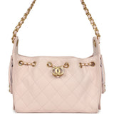 Chanel Mini 25 Hobo Bag Light Pink Caviar Antique Gold Hardware