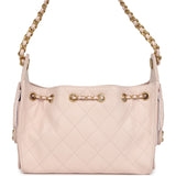 Chanel Mini 25 Hobo Bag Light Pink Caviar Antique Gold Hardware