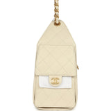 Chanel Small 25 Hobo Bag Light Beige Caviar Antique Gold Hardware