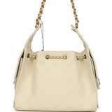 Chanel Small 25 Hobo Bag Light Beige Caviar Antique Gold Hardware
