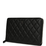 Chanel Classic Organizer Zip Wallet Black Lambskin Silver Hardware