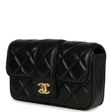 Chanel Mini Tab Flap Bag Black Lambskin Gold Hardware