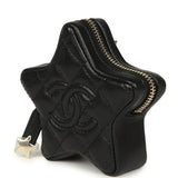 Chanel Mini Star Bag Charm Black Shiny Lambskin Light Gold Hardware