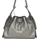 Chanel Small 25 Hobo Bag Metallic Anthracite Caviar Silver Hardware