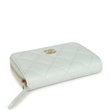Chanel Classic Zipped Coin Purse Wallet Light Blue Caviar Light Gold Hardware