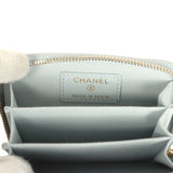 Chanel Classic Zipped Coin Purse Wallet Light Blue Caviar Light Gold Hardware