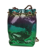 Pre-owned Chanel Mini Bucket Bag Green, Purple and Blue Ombre Metallic Mesh Light Gold Hardware
