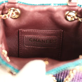 Pre-owned Chanel Mini Bucket Bag Green, Purple and Blue Ombre Metallic Mesh Light Gold Hardware