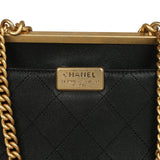 Pre-owned Chanel Small Coco Luxe Flap Bag Black Lambskin Antique Gold Hardware