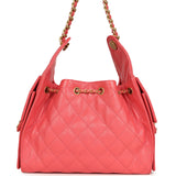 Chanel Small 25 Hobo Bag Coral Pink Caviar Antique Gold Hardware