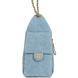 Chanel Small 25 Hobo Bag Light Blue Washed Denim Antique Gold Hardware