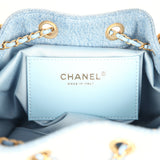 Chanel Small 25 Hobo Bag Light Blue Washed Denim Antique Gold Hardware