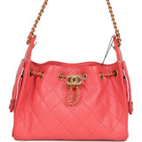 Chanel Mini 25 Hobo Bag Coral Pink Caviar Antique Gold Hardware