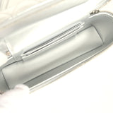 Chanel Top Handle Long Vanity Case with Chain Metallic Silver Shiny Caviar Silver Hardware