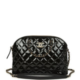 Chanel Top Handle Shopping Bag Black Patent Leather Gold Hardware