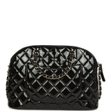 Chanel Top Handle Shopping Bag Black Patent Leather Gold Hardware