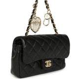 Chanel Nano Classic Double Flap Bag Charm Black Lambskin Light Gold Hardware