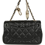 Chanel Nano Classic Double Flap Bag Charm Black Lambskin Light Gold Hardware