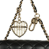 Chanel Nano Classic Double Flap Bag Charm Black Lambskin Light Gold Hardware
