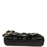 Chanel Mini Clutch with Bow Crossbody Bag Black Shiny Lambskin and Patent Crumpled Lambskin Antique Gold Hardware