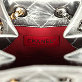Pre-owned Chanel Small Gabrielle Backpack Metallic Silver Aged Calfskin Mixed Metal Hardware