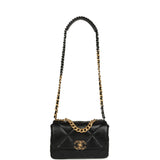 Pre-owned Chanel Medium 19 Flap Bag Black Shiny Lambskin Mixed Hardware