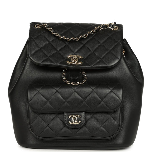 Chanel Medium Duma Backpack Black Calfskin Light Gold Hardware