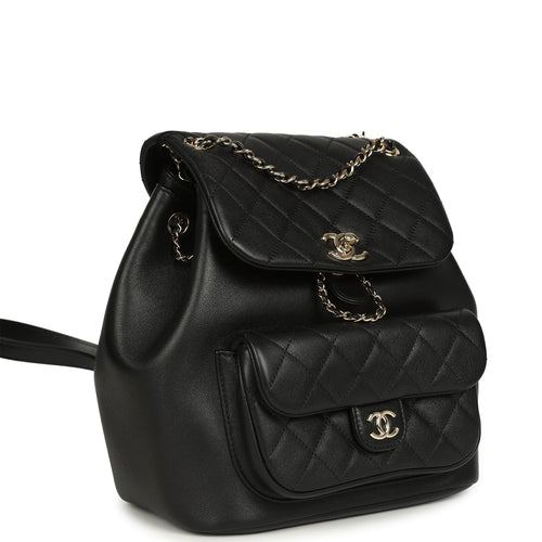 Chanel Medium Duma Backpack Black Calfskin Light Gold Hardware