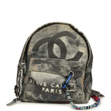 Pre-owned Chanel Graffiti Backpack Dark Grey Multicolored Canvas Mixed Metal Hardware