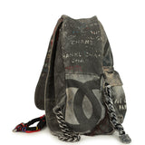 Pre-owned Chanel Graffiti Backpack Dark Grey Multicolored Canvas Mixed Metal Hardware