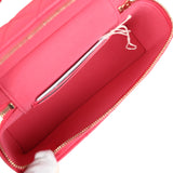 Chanel Top Handle Long Vanity Case with Chain Fuchsia Shiny Caviar Light Gold Hardware