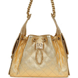 Chanel Small 25 Hobo Bag Metallic Gold Caviar Antique Gold Hardware