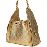 Chanel Small 25 Hobo Bag Metallic Gold Caviar Antique Gold Hardware