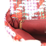 Chanel Medium 19 Flap Bag Burgundy, Purple, Red Tweed Mixed Metal Hardware
