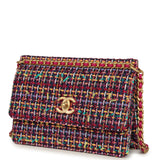 Chanel Mini Flap Bag Pink Multicolored Tweed Antique Gold Hardware
