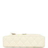 Chanel Top Handle Long Vanity Case with Chain White Caviar Gold Hardware