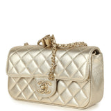 Chanel Mini CC Crush Flap Bag Light Gold Metallic Caviar Brushed Light Gold Hardware