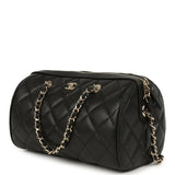 Chanel Mini Timeless Classic Barrel Bag with Chain Black Shiny Caviar Light Gold Hardware