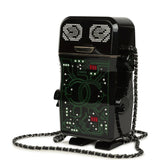 Pre-owned Chanel Limited Edition Robot Minaudière Bag Black Plexiglass and Crystals Ruthenium Hardware