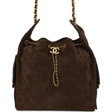 Chanel Medium 25 Hobo Bag Dark Brown Suede Antique Gold Hardware