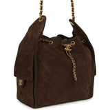 Chanel Medium 25 Hobo Bag Dark Brown Suede Antique Gold Hardware