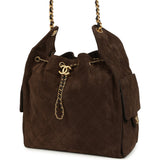 Chanel Medium 25 Hobo Bag Dark Brown Suede Antique Gold Hardware