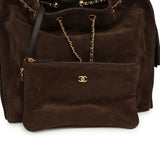 Chanel Medium 25 Hobo Bag Dark Brown Suede Antique Gold Hardware