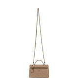 Chanel Top Handle Long Vanity Case with Chain Beige Shiny Caviar Light Gold Hardware