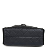 Chanel Mini 25 Hobo Bag Dark Blue Metallic Caviar Silver Hardware