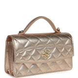 Chanel Top Handle Wallet On Chain WOC Metallic Copper Shiny Caviar Light Gold Hardware